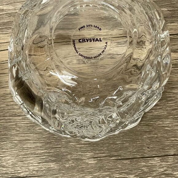 Vintage Imperial Crystal-Bowl Tied Bag Shaped with Tassels USA Fine 24% Lead EUC - Picture 2 of 6